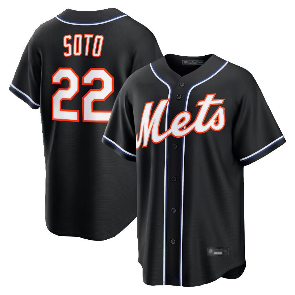 Johmsee NY.Mets #22 Juan Soto Player Black Fashion Out Game Stitched Jerseys