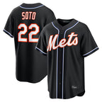 Johmsee NY.Mets #22 Juan Soto Player Black Fashion Out Game Stitched Jerseys