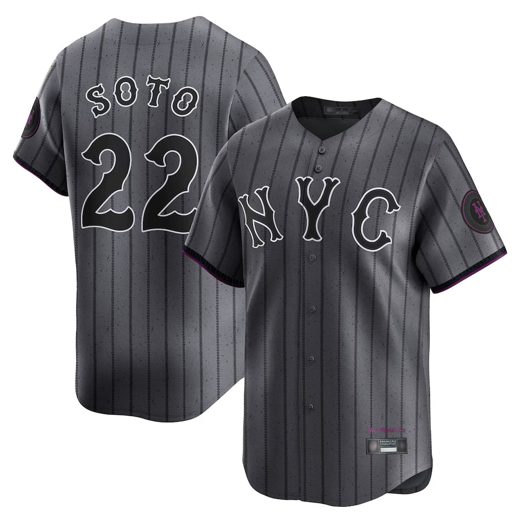 Johmsee NY.Mets #22 Juan Soto Player Gray City Connect Limited Stitched Jerseys