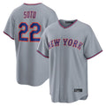 Johmsee NY.Mets #22 Juan Soto Player Gray Road Home Game Stitched Jerseys