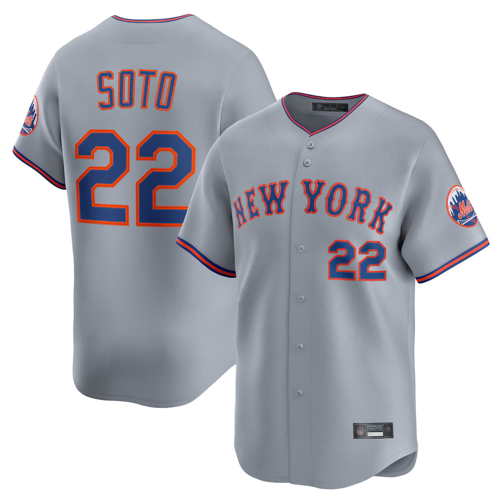 Johmsee NY.Mets #22 Juan Soto Player Gray Road Limited Home Stitched Jerseys