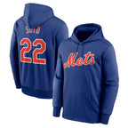 Johmsee NY.Mets #22 Juan Soto Player Royal Club Pullover Hoodie Game Stitched Jerseys