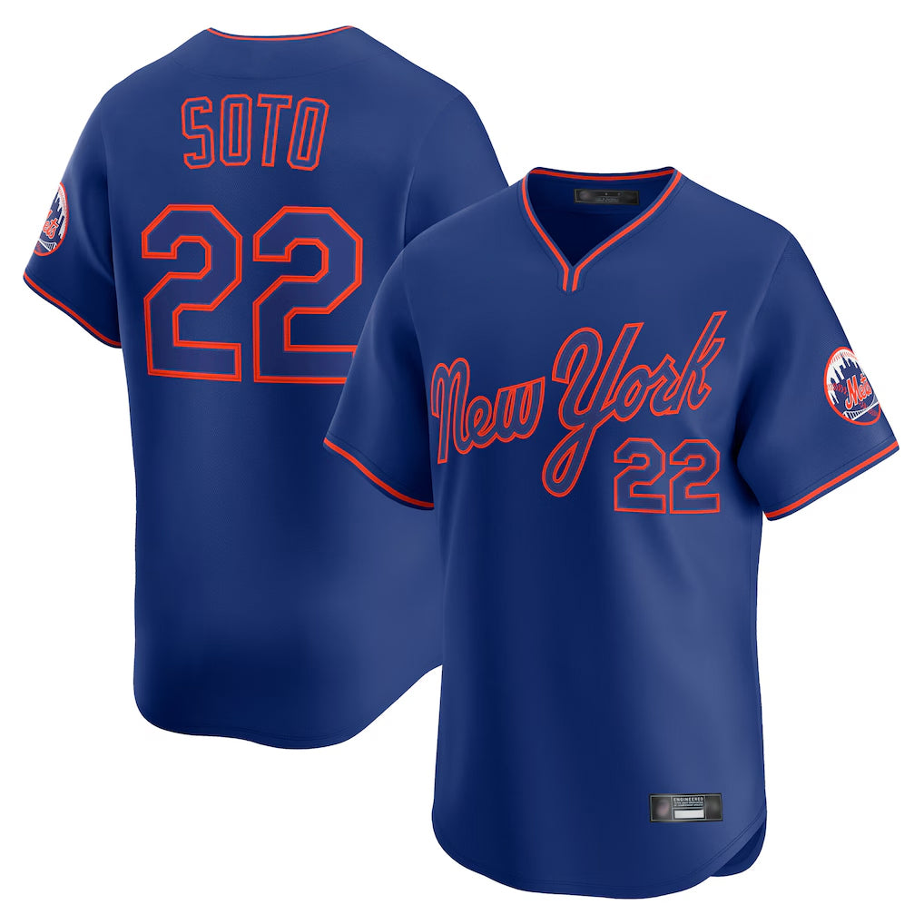 Johmsee NY.Mets #22 Juan Soto Player Royal T-shirt Home Limited Elite Stitched Jerseys