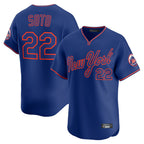 Johmsee NY.Mets #22 Juan Soto Player Royal T-shirt Home Limited Elite Stitched Jerseys