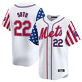 Johmsee NY.Mets #22 Juan Soto Player White 2025 Independence Day Vapor Premier Limited  Stitched Jerseys