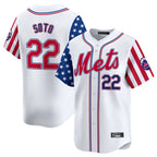 Johmsee NY.Mets #22 Juan Soto Player White 2025 Independence Day Vapor Premier Limited  Stitched Jerseys