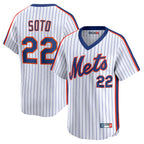 Johmsee NY.Mets #22 Juan Soto Player White Cooperstown Collection T-shirt Game Stitched Jerseys