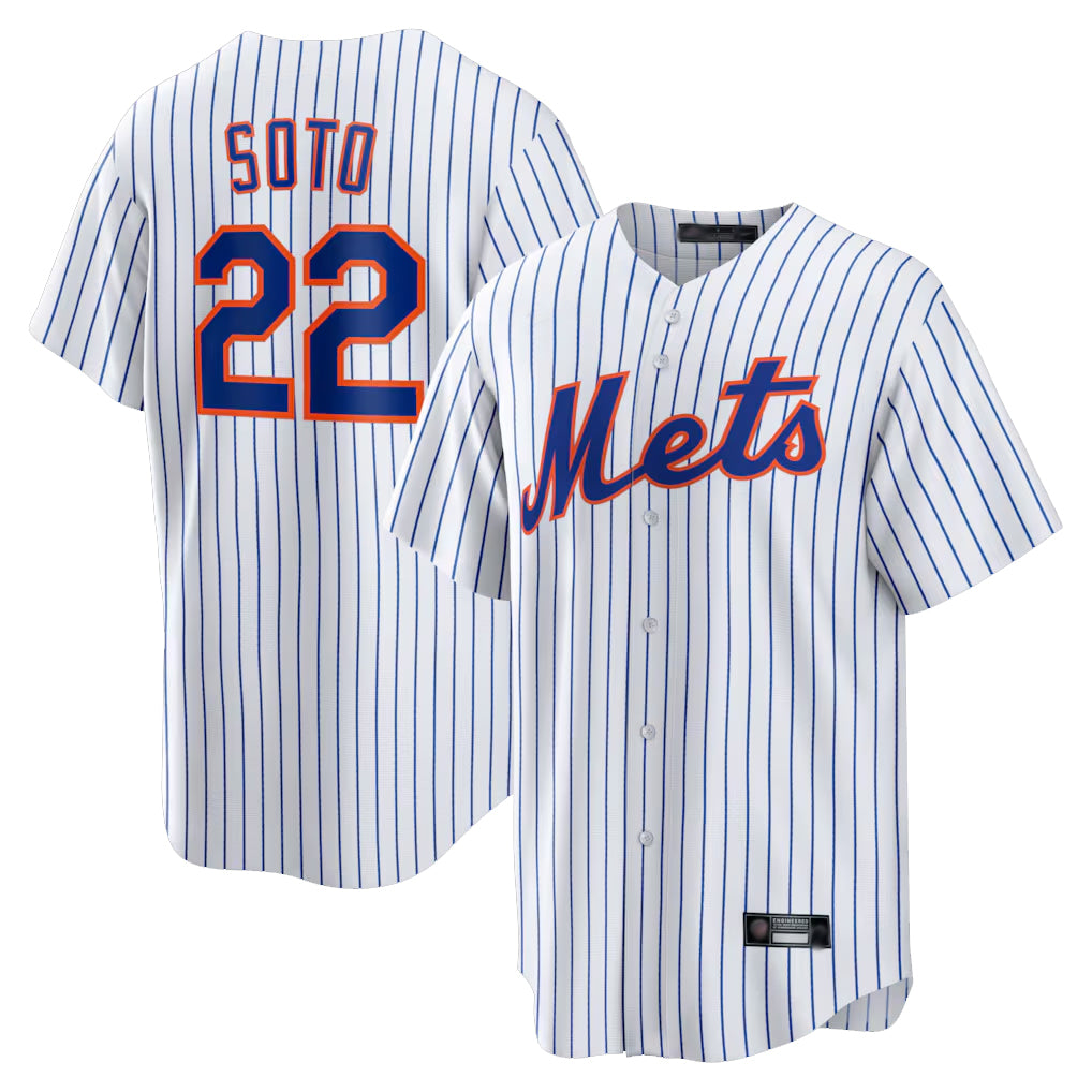 Johmsee NY.Mets #22 Juan Soto Player White Home Game Stitched Jerseys