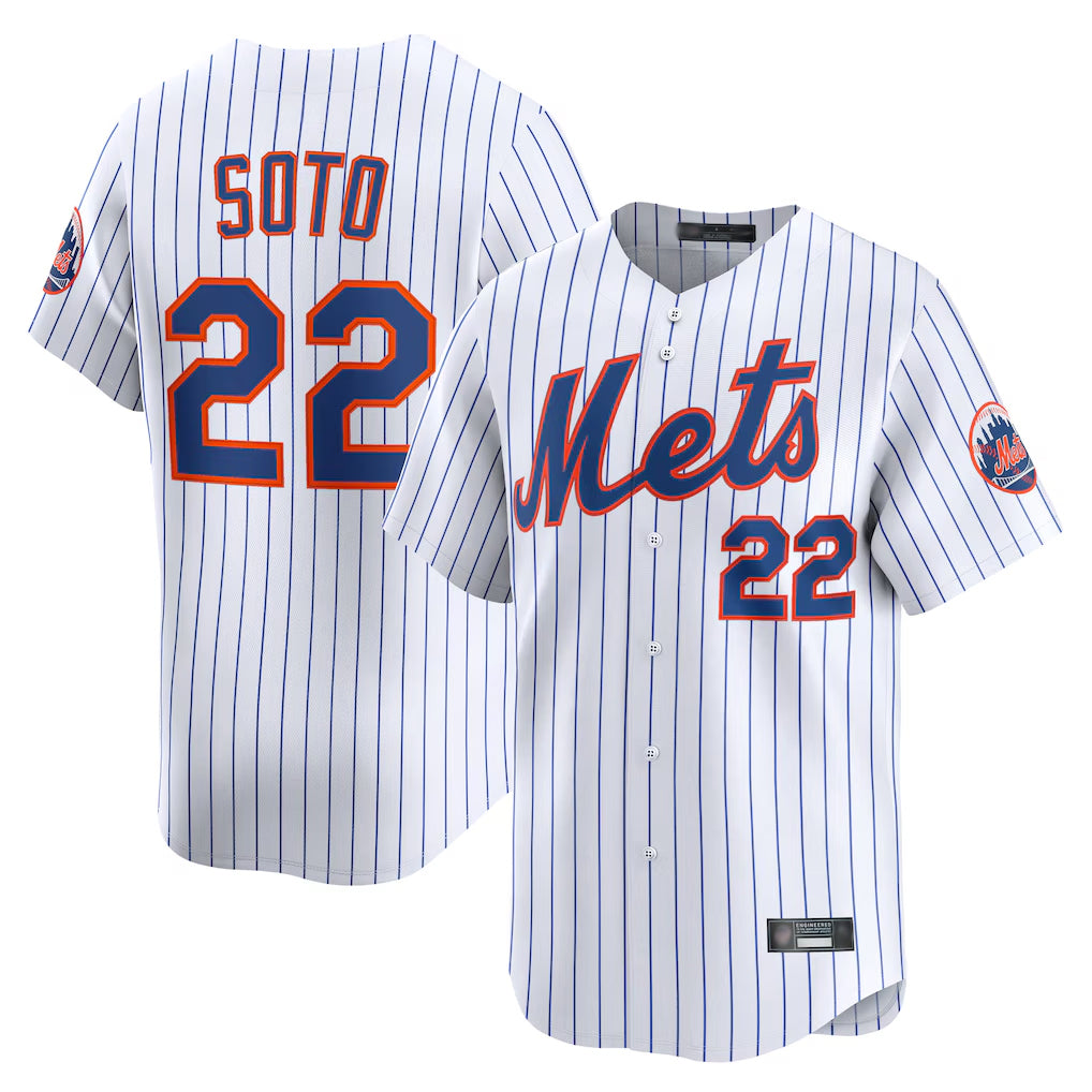 Johmsee NY.Mets #22 Juan Soto Player White Home Limited Stitched Jerseys