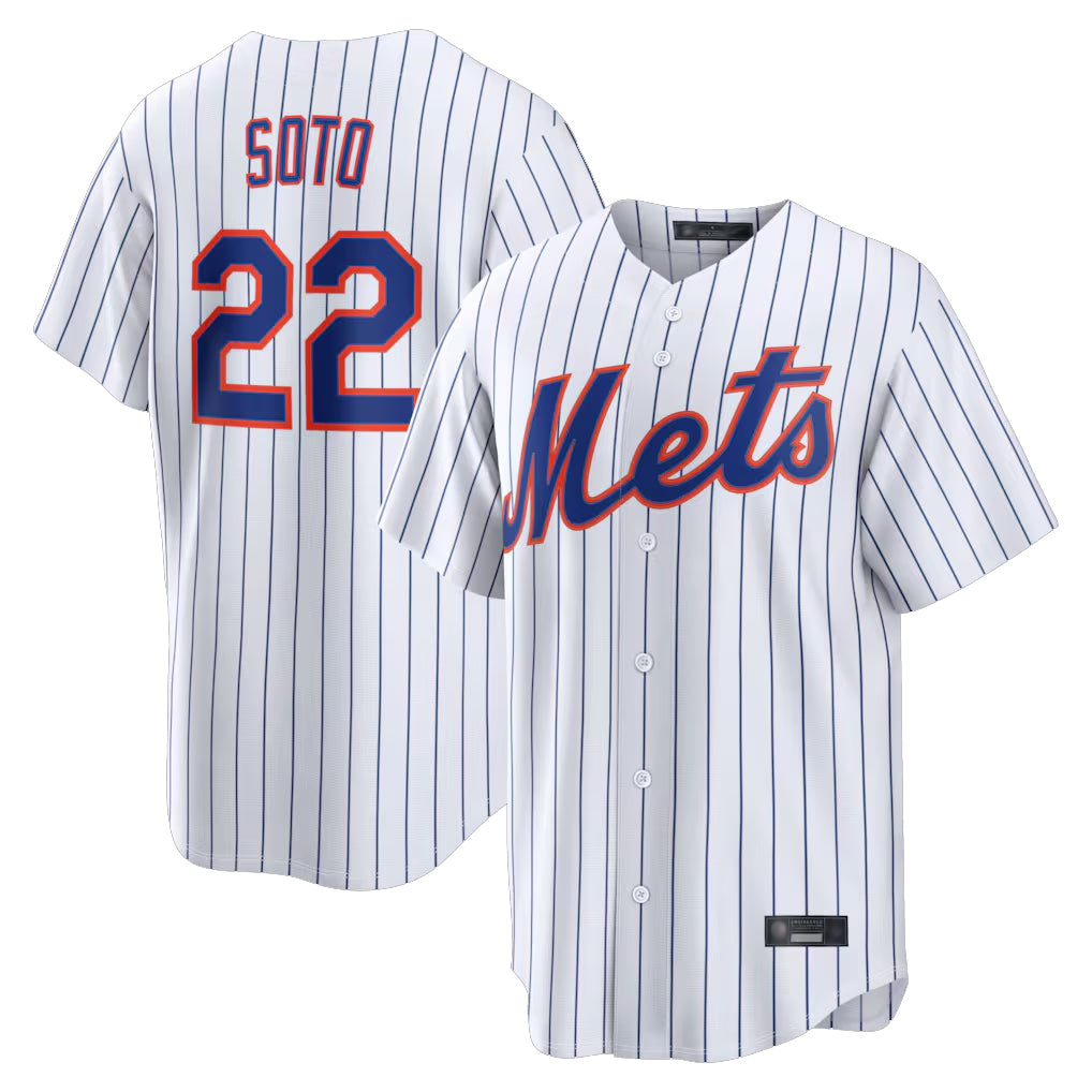 Johmsee NY.Mets #22 Juan Soto Player White Home Replica Stitched Jerseys