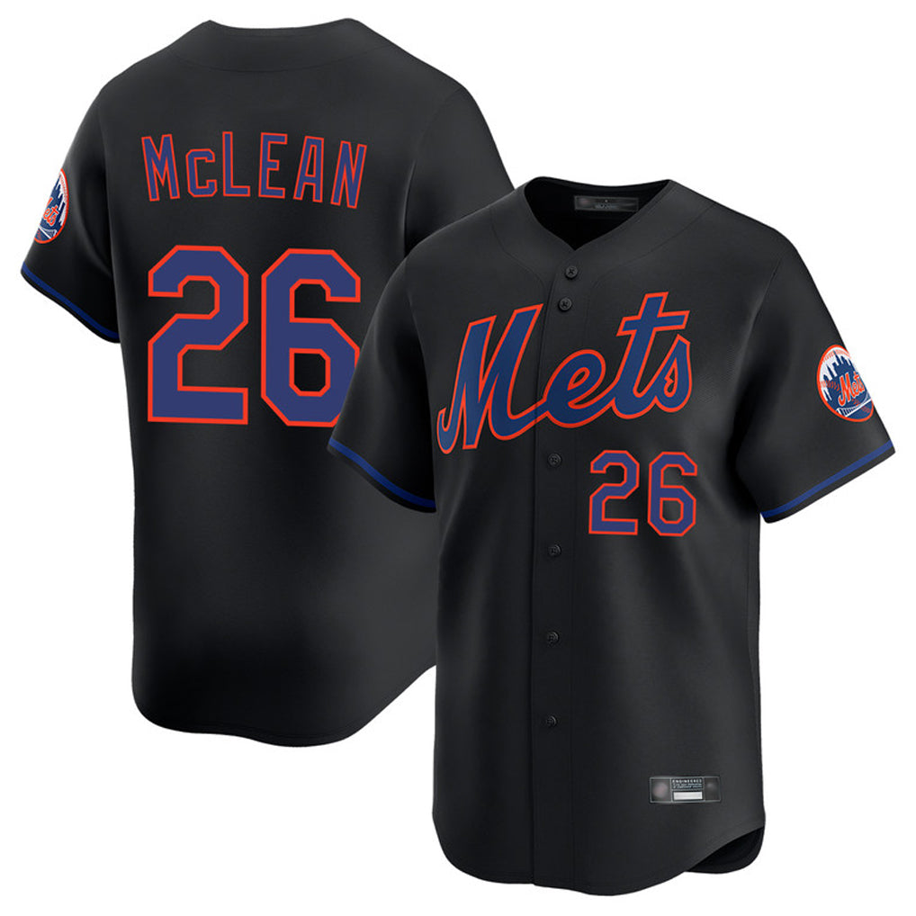 Johmsee NY.Mets #26 Nolan McLean Player Black Alternate Home Limited Stitched Jerseys