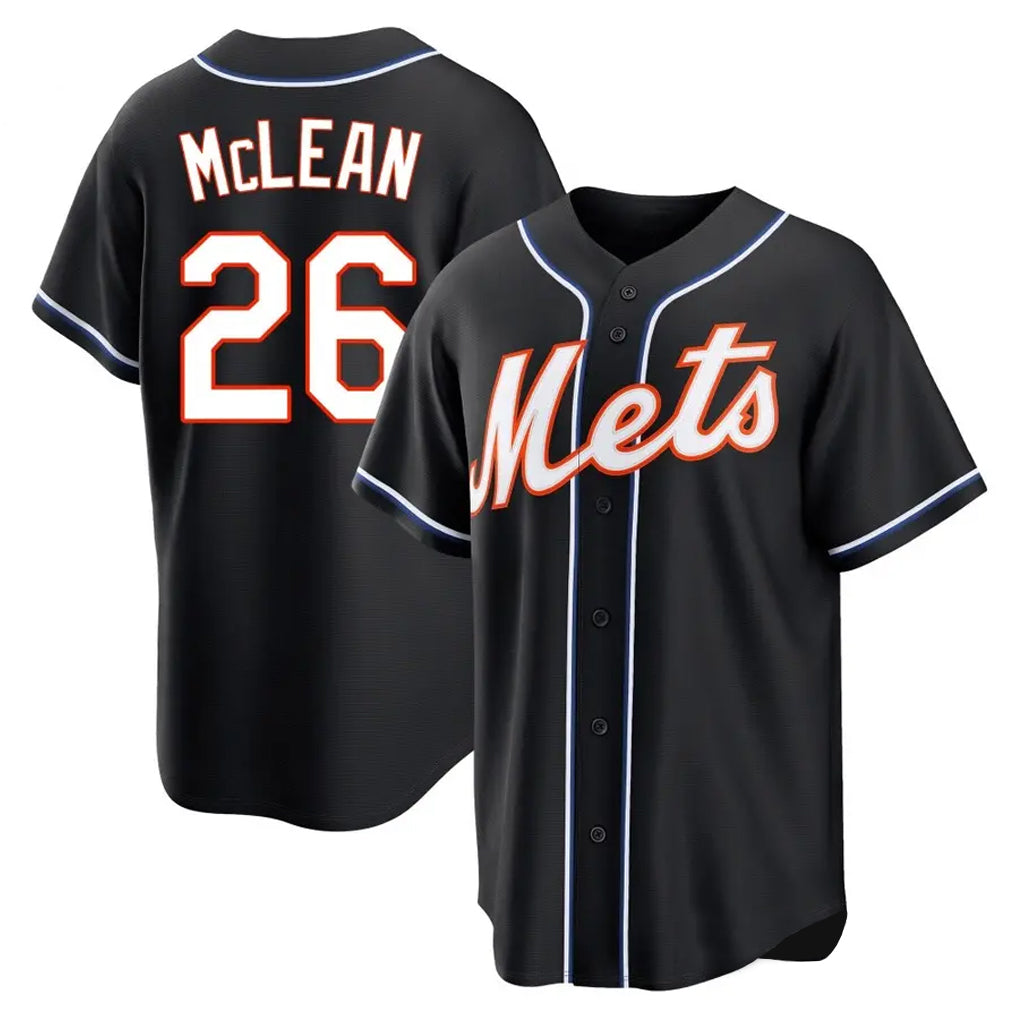 Johmsee NY.Mets #26 Nolan McLean Player Black Fashion Out Game Stitched Jerseys