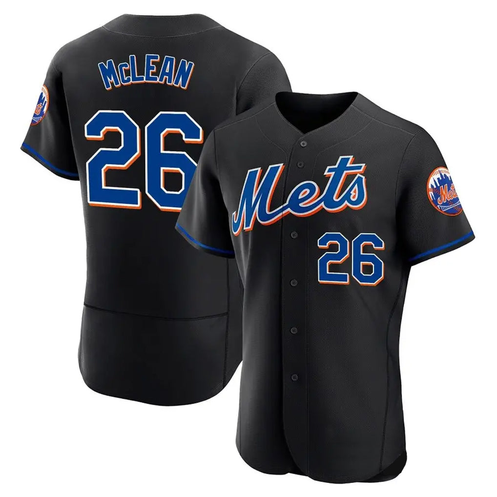 Johmsee NY.Mets #26 Nolan McLean Player Black Replica Home Limited Elite Stitched Jerseys