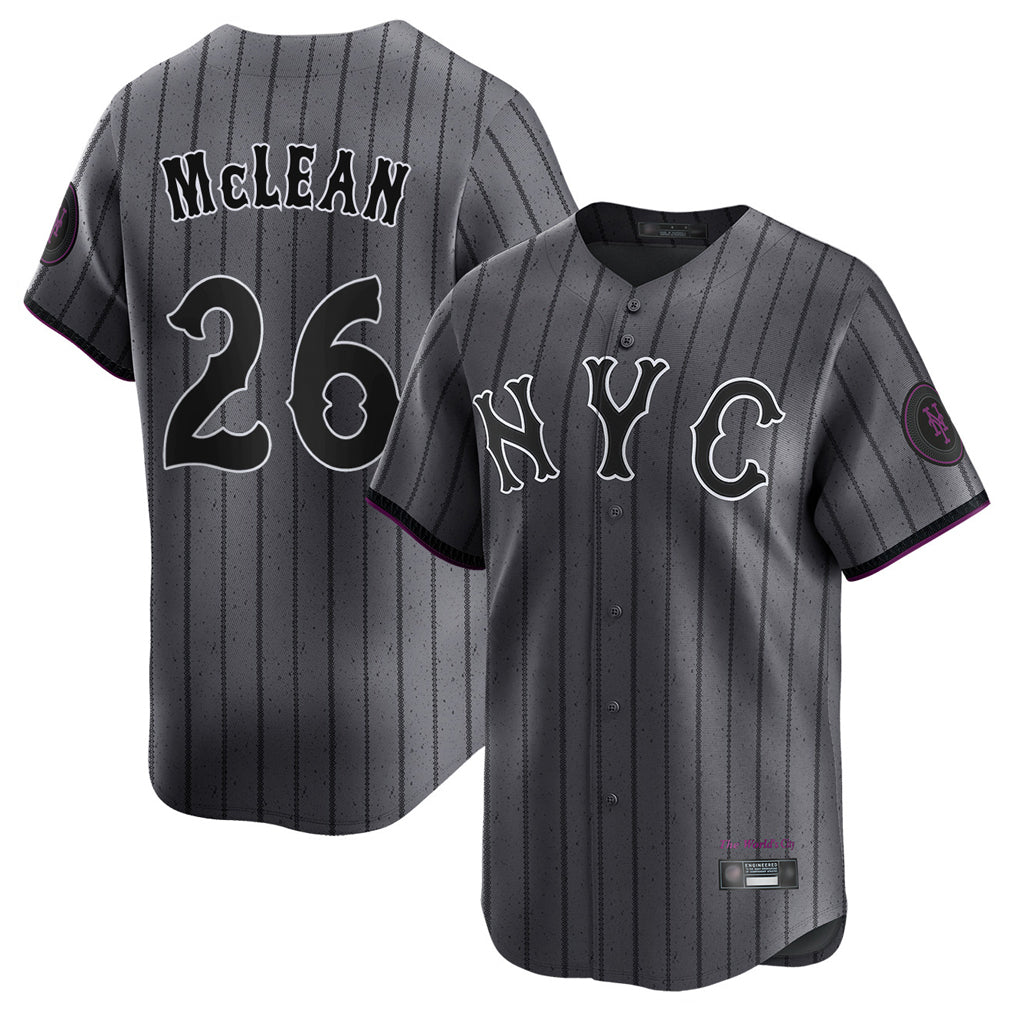 Johmsee NY.Mets #26 Nolan McLean Player Gray City Connect Limited Stitched Jerseys