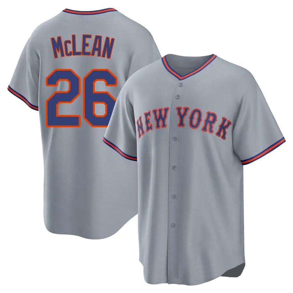 Johmsee NY.Mets #26 Nolan McLean Player Gray Road Home Game Stitched Jerseys