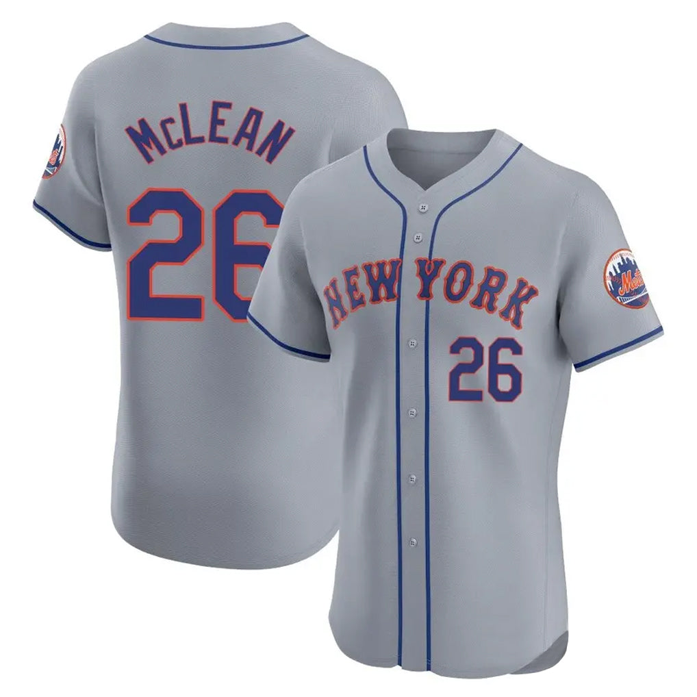 Johmsee NY.Mets #26 Nolan McLean Player Gray Road Limited Elite Home Stitched Jerseys