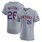 Johmsee NY.Mets #26 Nolan McLean Player Gray Road Limited Elite Home Stitched Jerseys