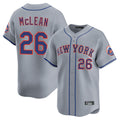Johmsee NY.Mets #26 Nolan McLean Player Gray Road Limited Home Stitched Jerseys
