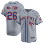 Johmsee NY.Mets #26 Nolan McLean Player Gray Road Limited Home Stitched Jerseys