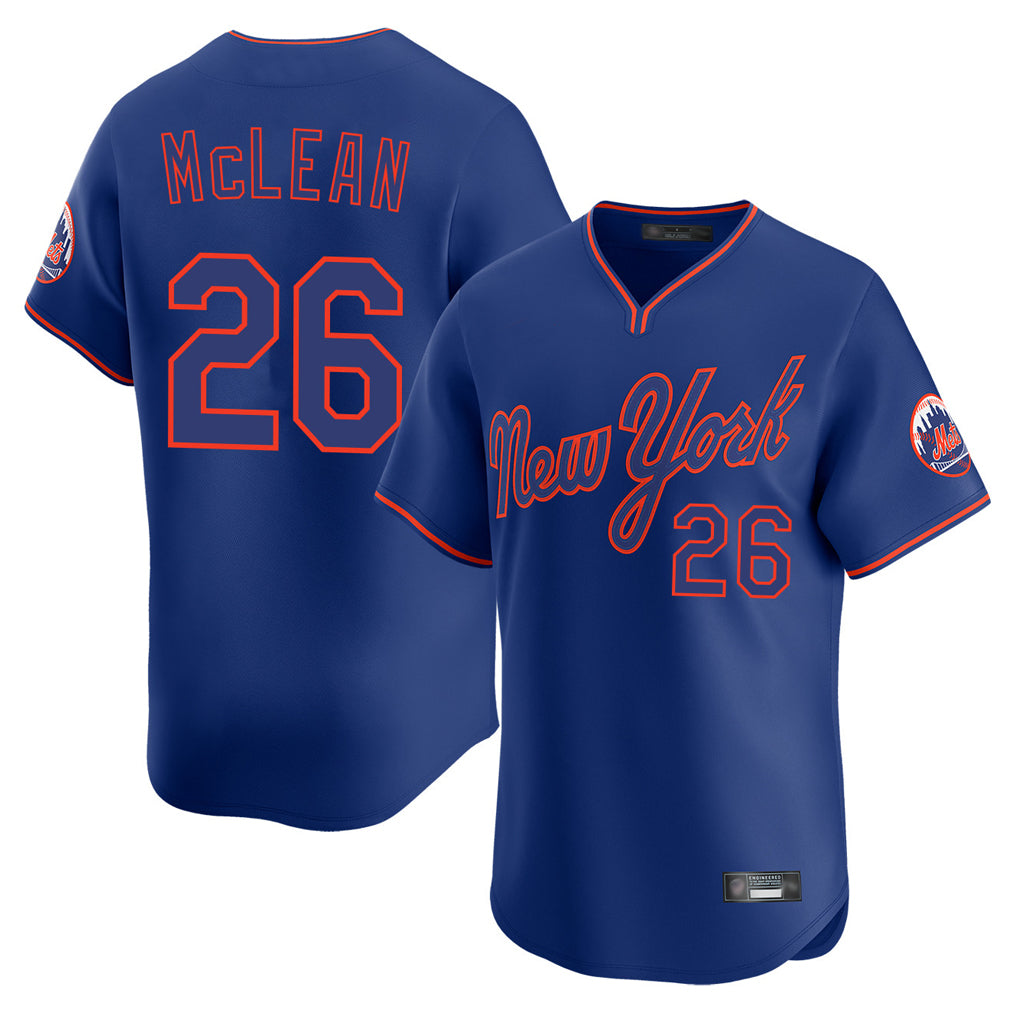 Johmsee NY.Mets #26 Nolan McLean Player Royal T-shirt Home Limited Elite Stitched Jerseys