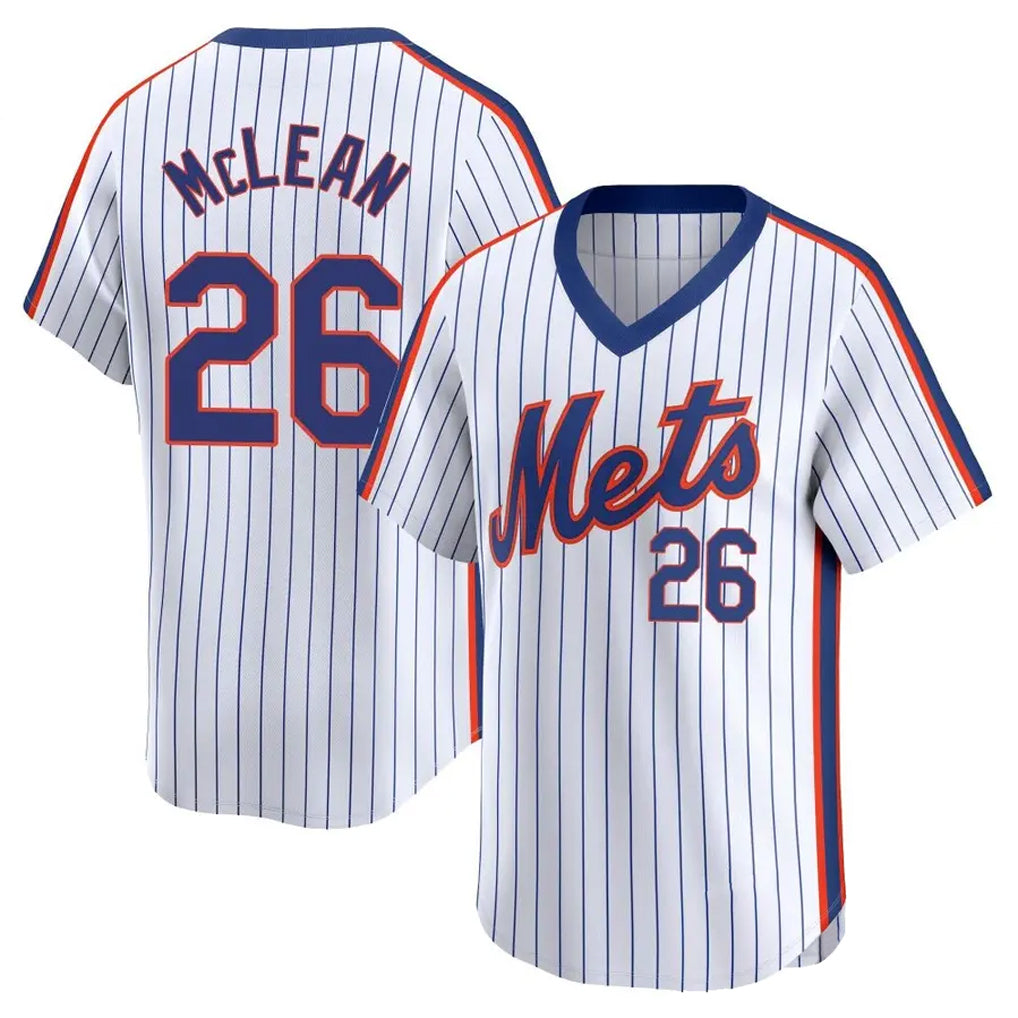 Johmsee NY.Mets #26 Nolan McLean Player White Cooperstown Collection T-shirt Game Stitched Jerseys
