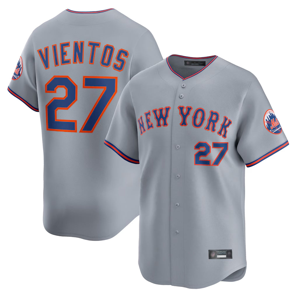Johmsee NY.Mets #27 Mark Vientos Player Gray Road Limited Home Stitched Jerseys