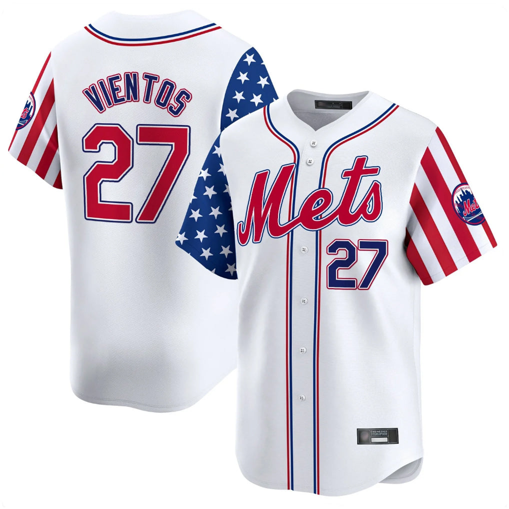 Johmsee NY.Mets #27 Mark Vientos Player White 2025 Independence Day Vapor Premier Limited  Stitched Jerseys