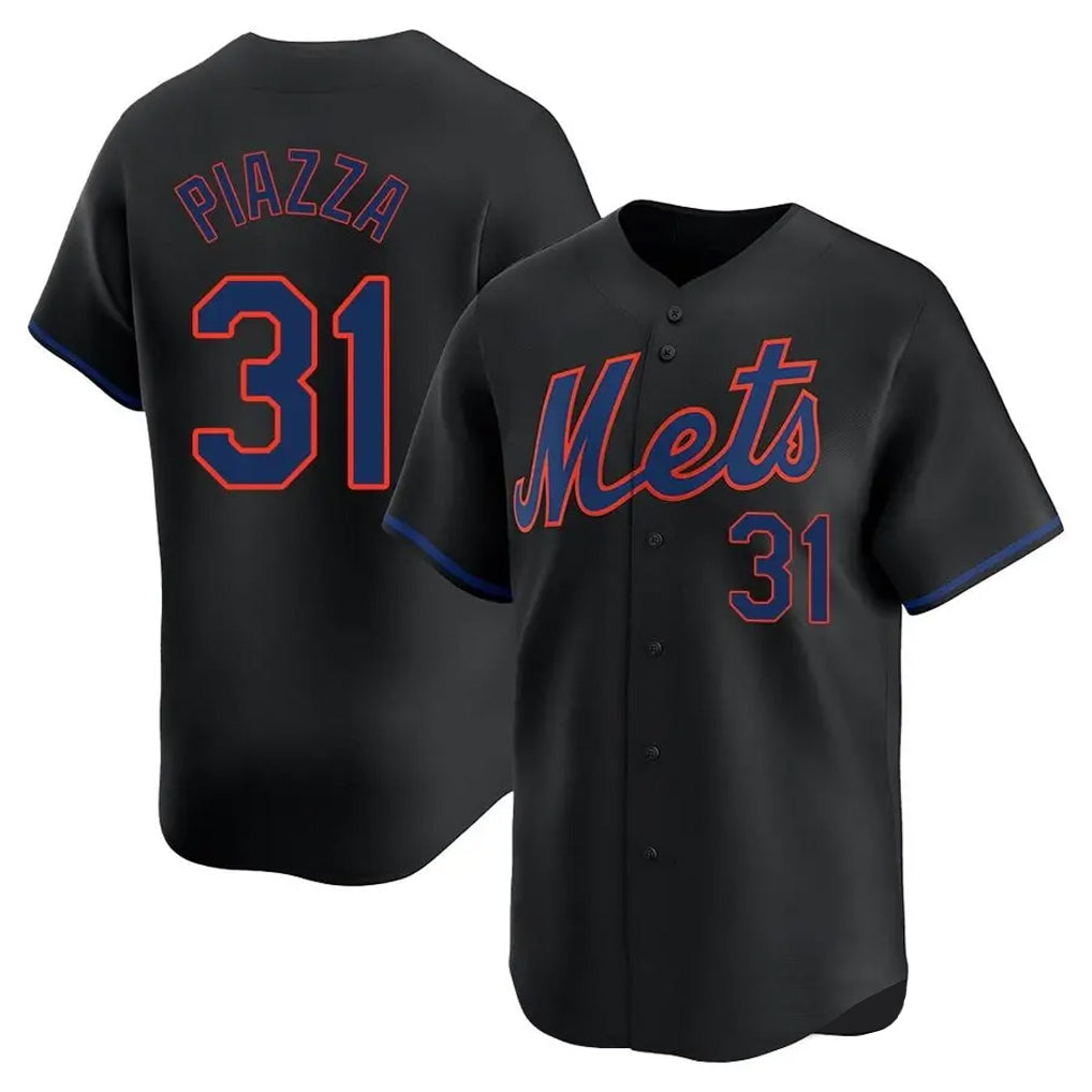 Johmsee NY.Mets #31 Mike Piazza Player Black Alternate Home Limited Stitched Jerseys