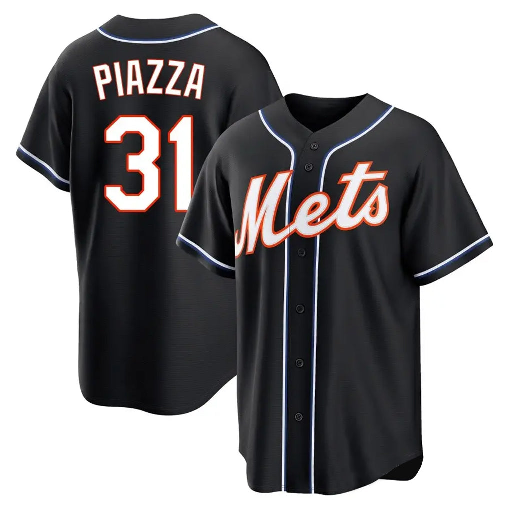 Johmsee NY.Mets #31 Mike Piazza Player Black Fashion Out Game Stitched Jerseys