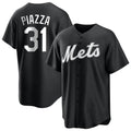 Johmsee NY.Mets #31 Mike Piazza Player Black Home Game Stitched Jerseys