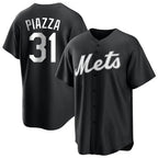 Johmsee NY.Mets #31 Mike Piazza Player Black Home Game Stitched Jerseys