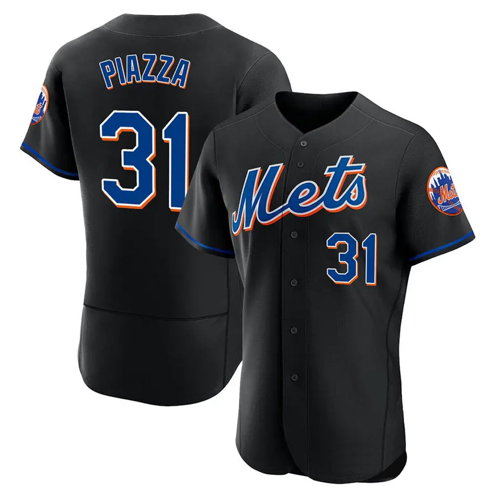 Johmsee NY.Mets #31 Mike Piazza Player Black Replica Home Limited Elite Stitched Jerseys