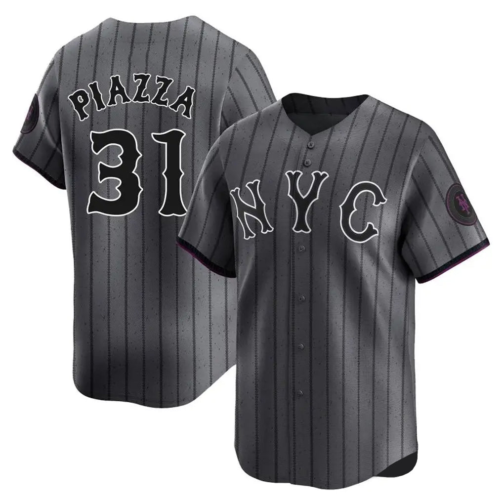 Johmsee NY.Mets #31 Mike Piazza Player Gray City Connect Limited Stitched Jerseys