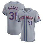 Johmsee NY.Mets #31 Mike Piazza Player Gray Road Limited Elite Home Stitched Jerseys