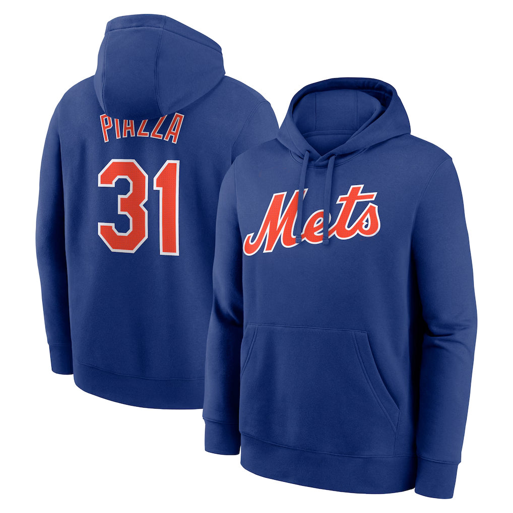Johmsee NY.Mets #31 Mike Piazza Player Royal Club Pullover Hoodie Game Stitched Jerseys