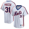 Johmsee NY.Mets #31 Mike Piazza Player White Cooperstown Collection T-shirt Game Stitched Jerseys