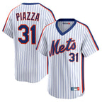 Johmsee NY.Mets #31 Mike Piazza Player White Cooperstown Collection T-shirt Game Stitched Jerseys