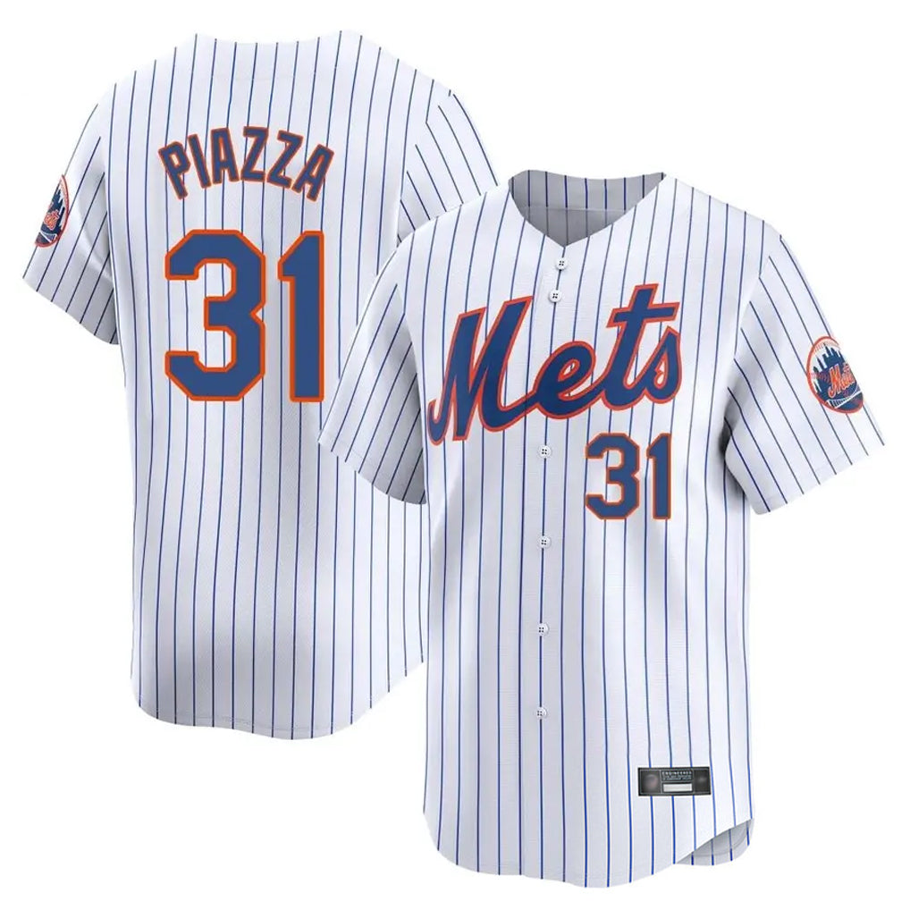 Johmsee NY.Mets #31 Mike Piazza Player White Home Replica Stitched Jerseys