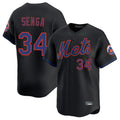 Johmsee NY.Mets #34 Kodai Senga Player Black Alternate Home Limited Stitched Jerseys