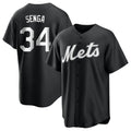 Johmsee NY.Mets #34 Kodai Senga Player Black Home Game Stitched Jerseys