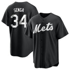 Johmsee NY.Mets #34 Kodai Senga Player Black Home Game Stitched Jerseys