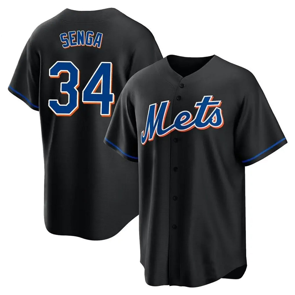 Johmsee NY.Mets #34 Kodai Senga Player Black Replica Home Game Stitched Jerseys