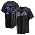 Johmsee NY.Mets #34 Kodai Senga Player Black Replica Home Game Stitched Jerseys