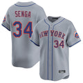 Johmsee NY.Mets #34 Kodai Senga Player Gray Road Limited Home Stitched Jerseys