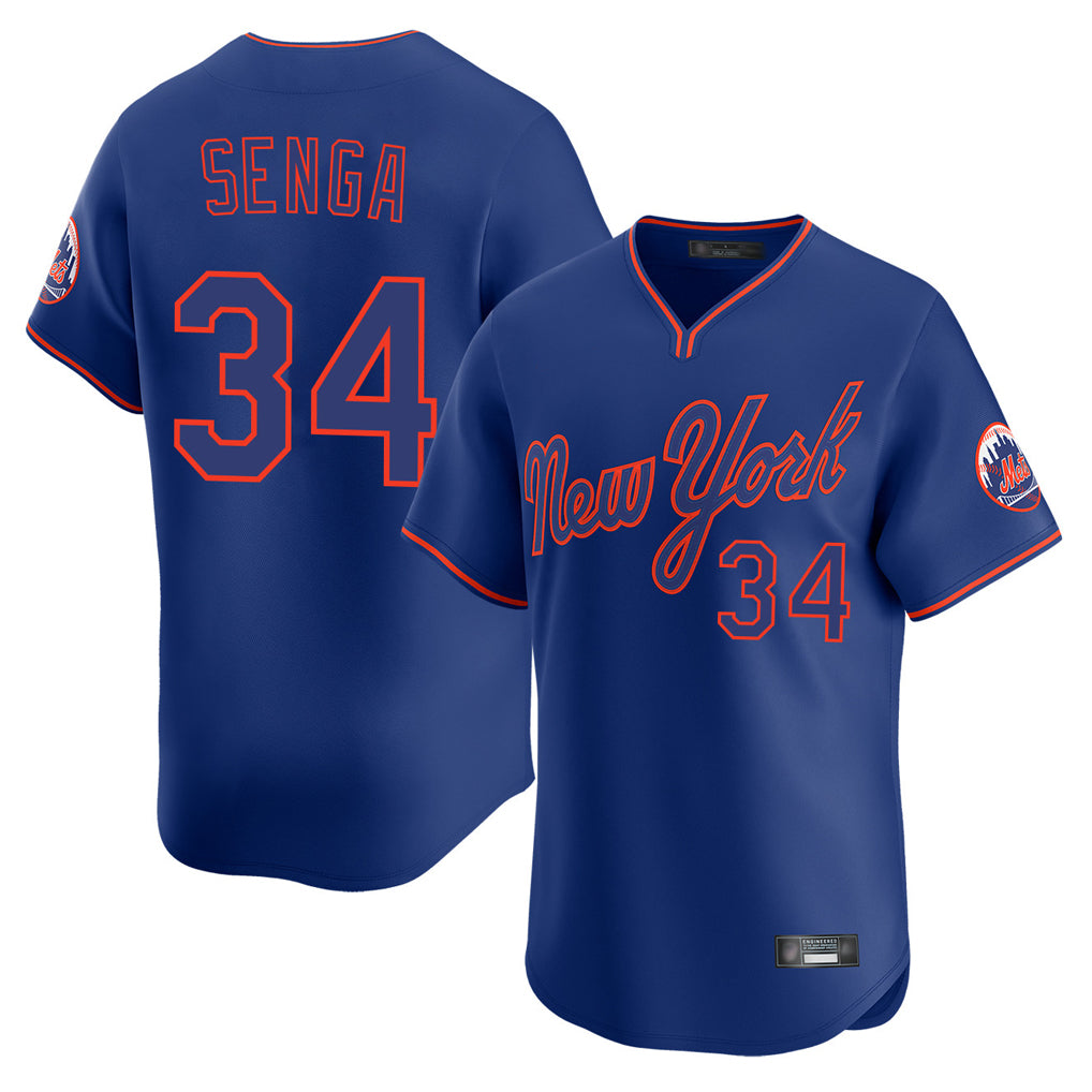 Johmsee NY.Mets #34 Kodai Senga Player Royal T-shirt Home Limited Elite Stitched Jerseys