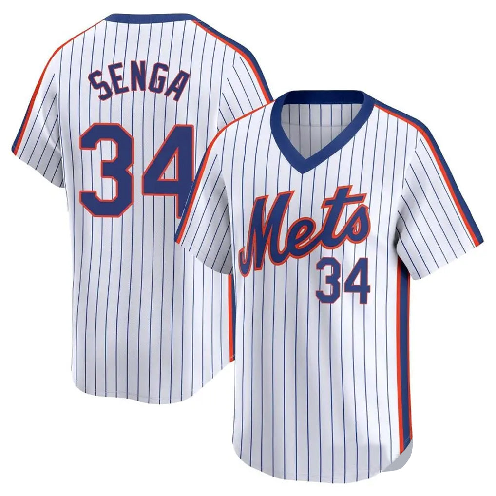Johmsee NY.Mets #34 Kodai Senga Player White Cooperstown Collection T-shirt Game Stitched Jerseys