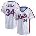 Johmsee NY.Mets #34 Kodai Senga Player White Cooperstown Collection T-shirt Game Stitched Jerseys