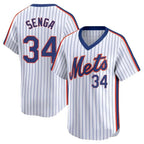 Johmsee NY.Mets #34 Kodai Senga Player White Cooperstown Collection T-shirt Game Stitched Jerseys
