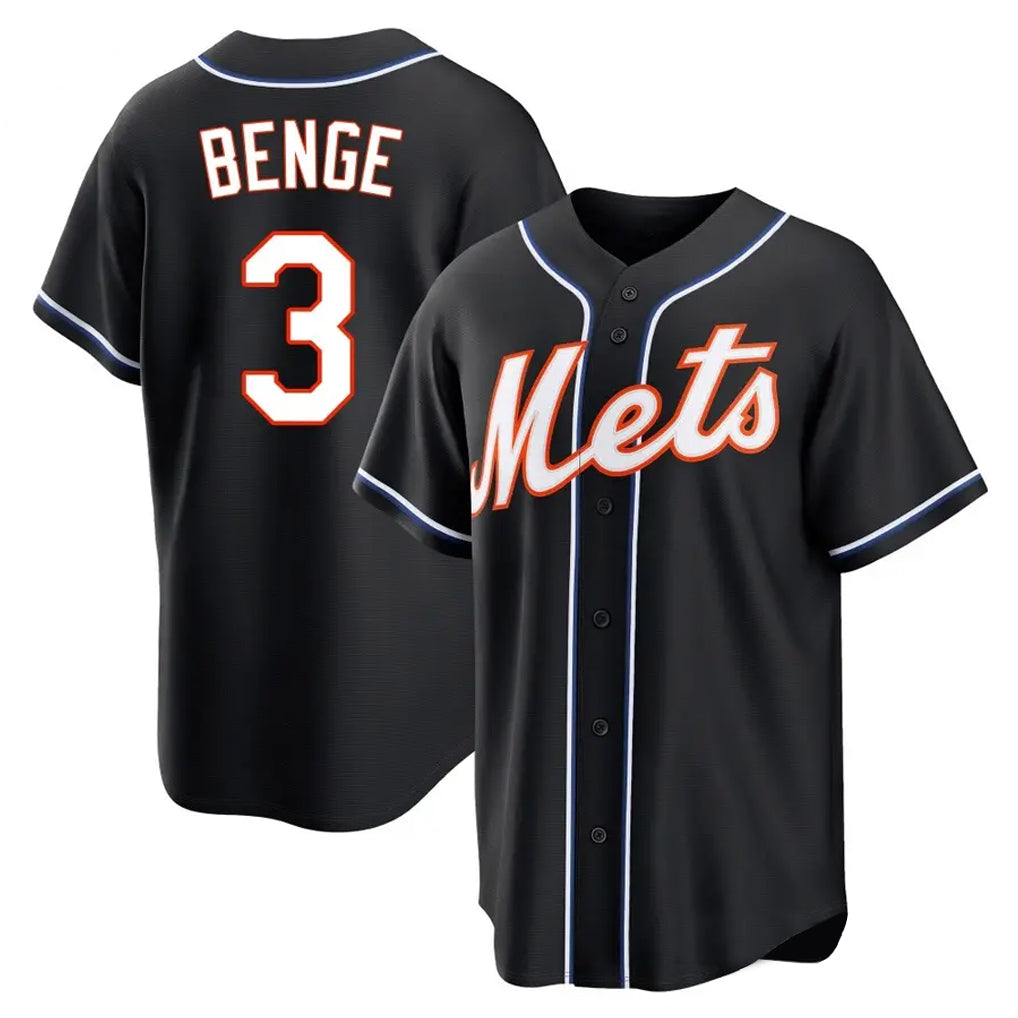 Johmsee NY.Mets #3 Carson Benge Player Black Fashion Out Game Stitched Jerseys