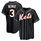 Johmsee NY.Mets #3 Carson Benge Player Black Fashion Out Game Stitched Jerseys